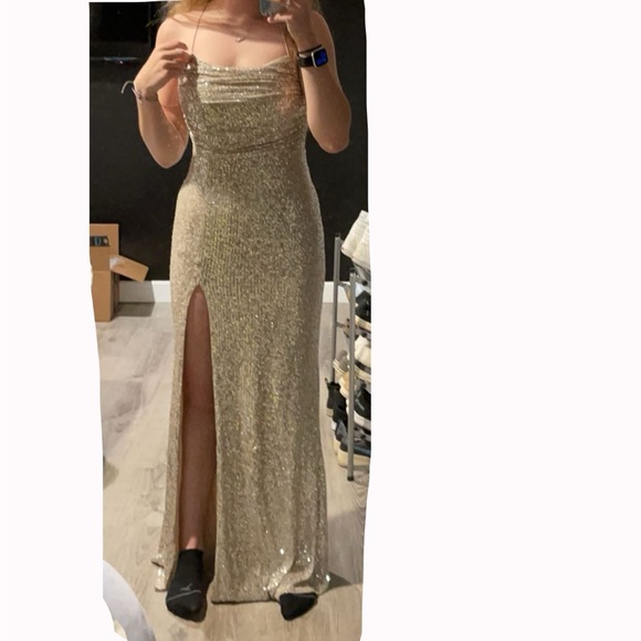 Women’s Full Length Gold Dress - Picture 4 of 5